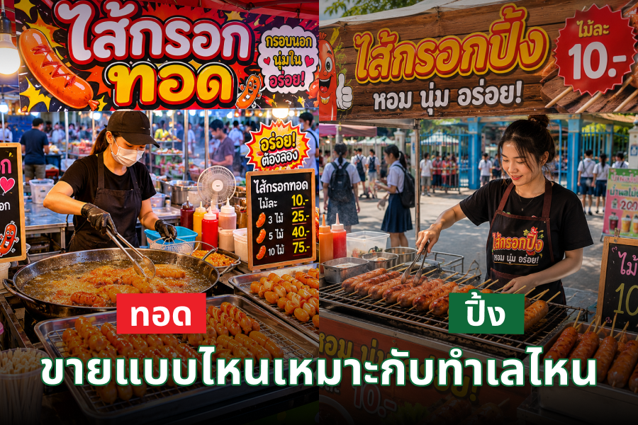 ปิ้งหรือทอดไส้กรอก